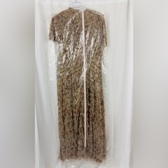 Mac Duggal 8017 Ecru Multicolored Fully Ruffled Short Sleeve Formal Dress 10 NWT - Picture 9 of 9